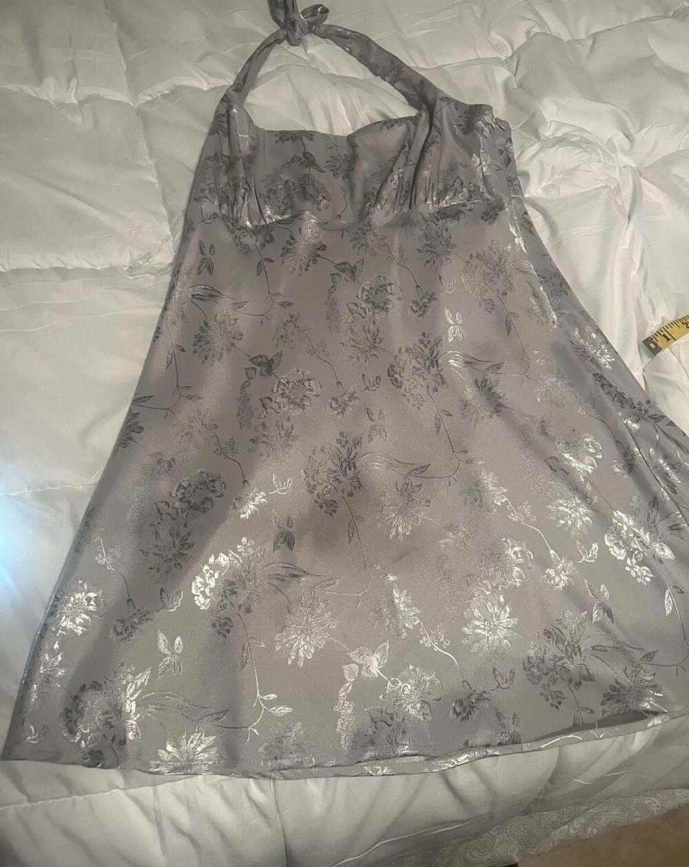 Wild Fable Floral Satin Halter Mini Dress Size L - Picture 9 of 10